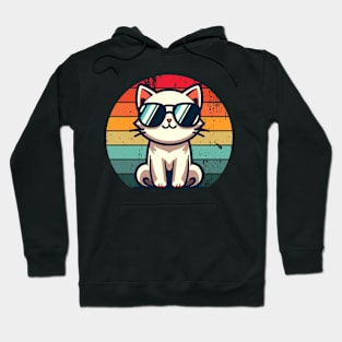 Retro Cat in Sunglasses Novelty Funny Cat Hoodie